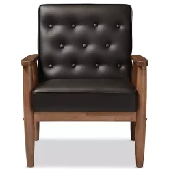 Kirklands Home Accent Chairs|Faux Leather Mid-Century Modern Accent Chair Brown
