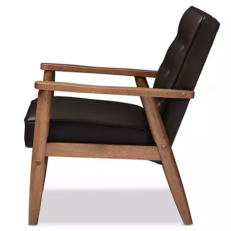 Kirklands Home Accent Chairs|Faux Leather Mid-Century Modern Accent Chair Brown