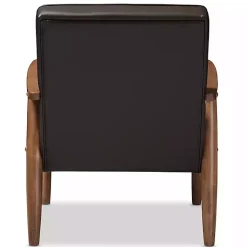 Kirklands Home Accent Chairs|Faux Leather Mid-Century Modern Accent Chair Brown
