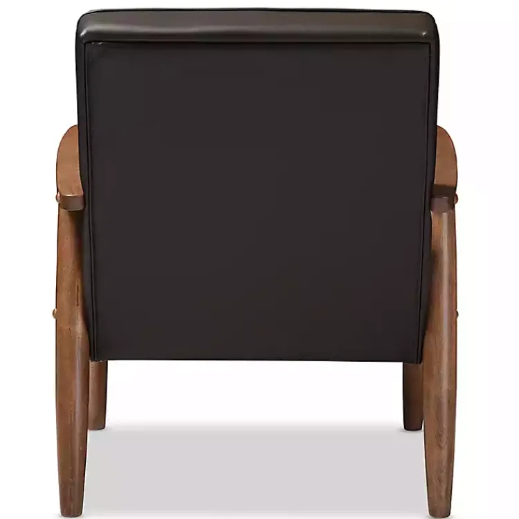 Kirklands Home Accent Chairs|Faux Leather Mid-Century Modern Accent Chair Brown