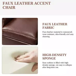 Kirklands Home Accent Chairs|Faux Leather Nailhead Taylor Armchair Brown