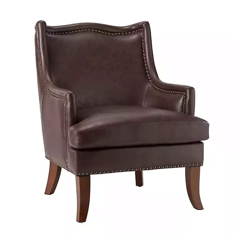Kirklands Home Accent Chairs|Faux Leather Ophelia Accent Chair Brown