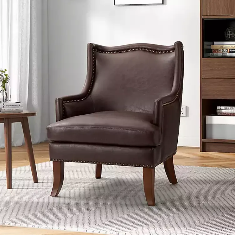 Kirklands Home Accent Chairs|Faux Leather Ophelia Accent Chair Brown