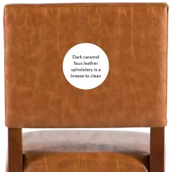 Kirklands Home Bar Stools & Counter Height Stools|Brown Faux Leather Square Classic Counter Stool Tan