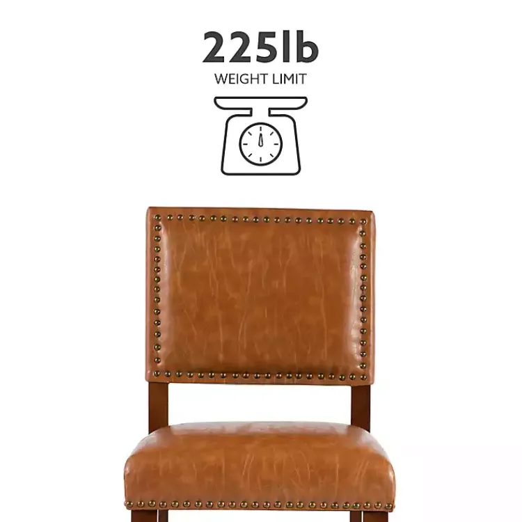 Kirklands Home Bar Stools & Counter Height Stools|Brown Faux Leather Square Classic Counter Stool Tan