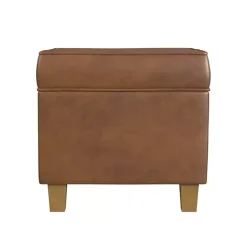 Kirklands Home Benches & Ottomans|Faux Leather Square Storage Ottoman Brown