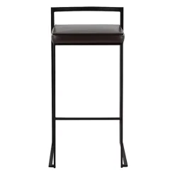 Kirklands Home Bar Stools & Counter Height Stools|Faux Leather Stackable Bar Stools, Set of 2 Brown