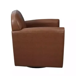 Kirklands Home Accent Chairs|Faux Leather Swivel Club Chair Brown