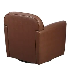 Kirklands Home Accent Chairs|Faux Leather Swivel Club Chair Brown