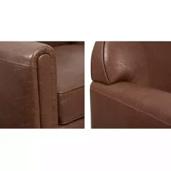 Kirklands Home Accent Chairs|Faux Leather Swivel Club Chair Brown
