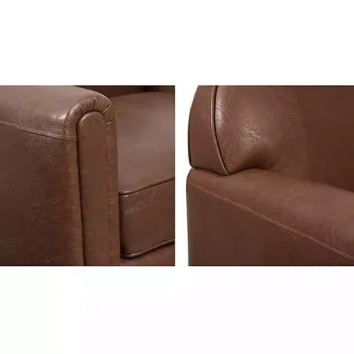 Kirklands Home Accent Chairs|Faux Leather Swivel Club Chair Brown