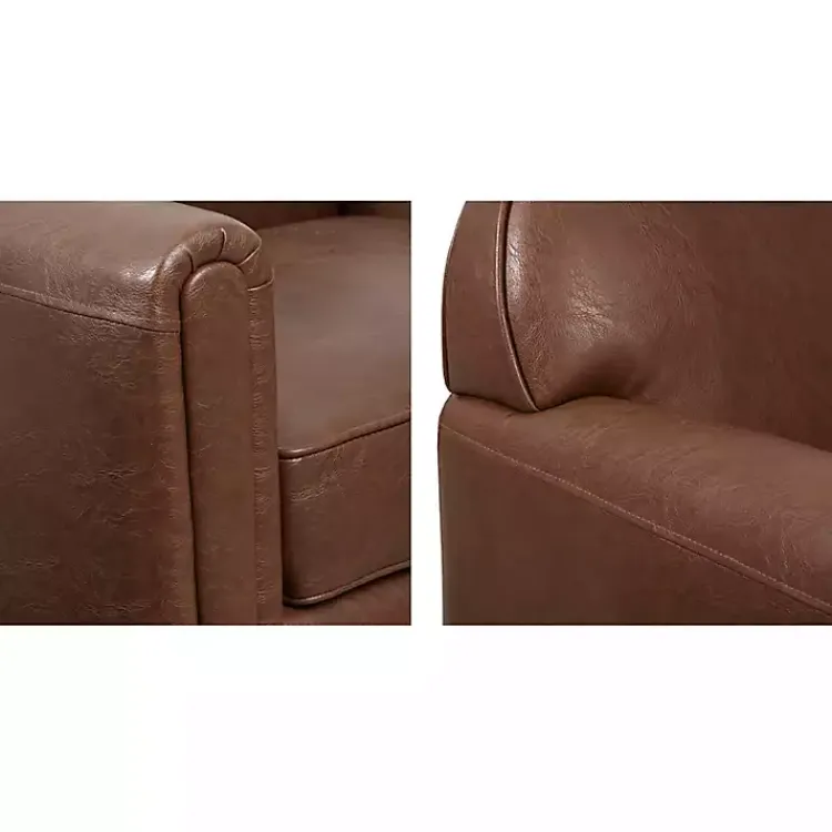 Kirklands Home Accent Chairs|Faux Leather Swivel Club Chair Brown