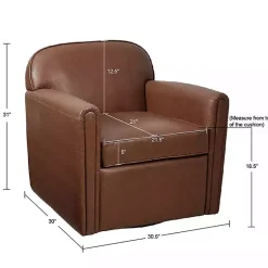 Kirklands Home Accent Chairs|Faux Leather Swivel Club Chair Brown