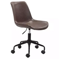 Kirklands Home Office Furniture|Faux Leather Swivel Office Chair Brown