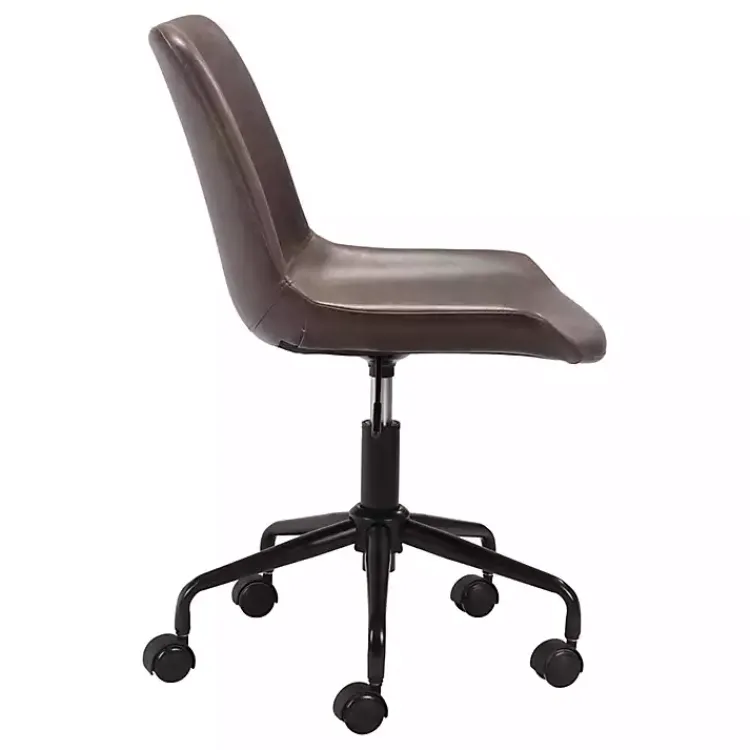 Kirklands Home Office Furniture|Faux Leather Swivel Office Chair Brown