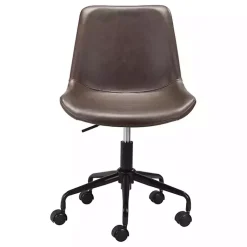 Kirklands Home Office Furniture|Faux Leather Swivel Office Chair Brown
