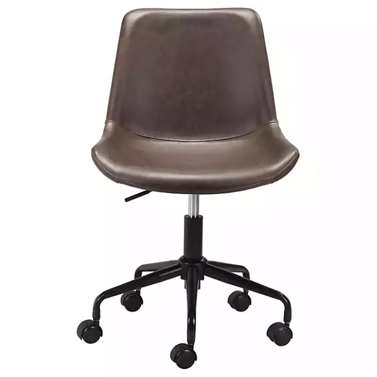 Kirklands Home Office Furniture|Faux Leather Swivel Office Chair Brown