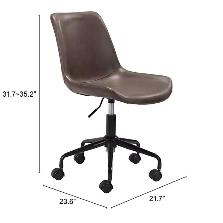 Kirklands Home Office Furniture|Faux Leather Swivel Office Chair Brown
