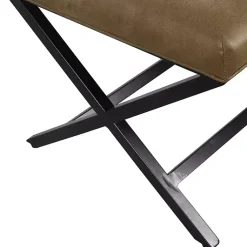 Kirklands Home Benches & Ottomans|Faux Leather Tufted X-Frame Bench Brown