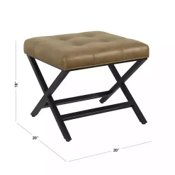 Kirklands Home Benches & Ottomans|Faux Leather Tufted X-Frame Bench Brown