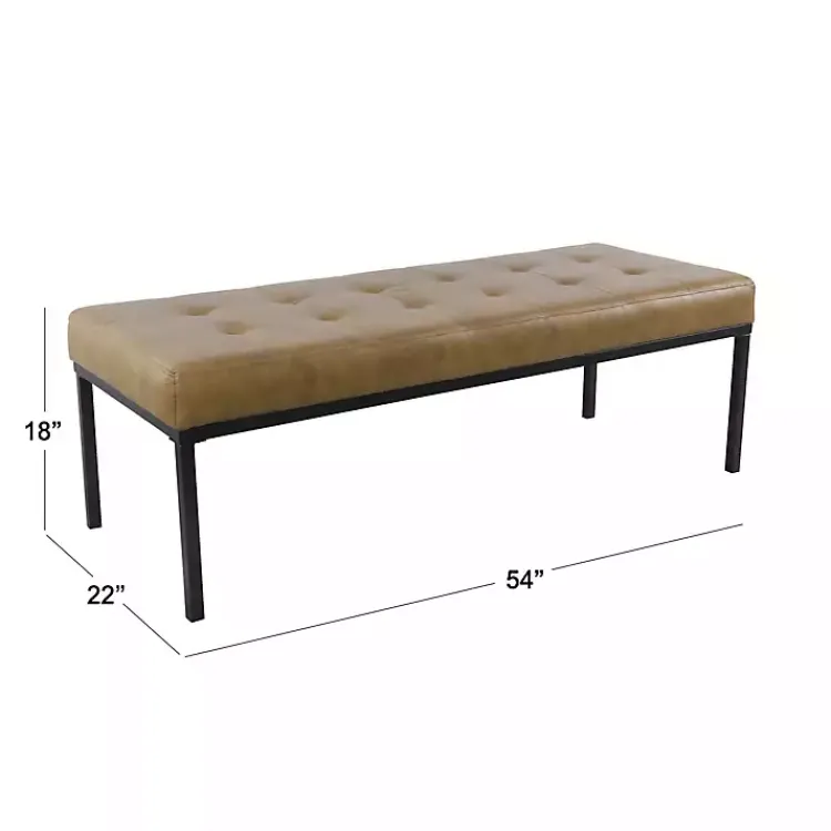 Kirklands Home Benches & Ottomans|Faux Leather Tufted Button Bench Brown