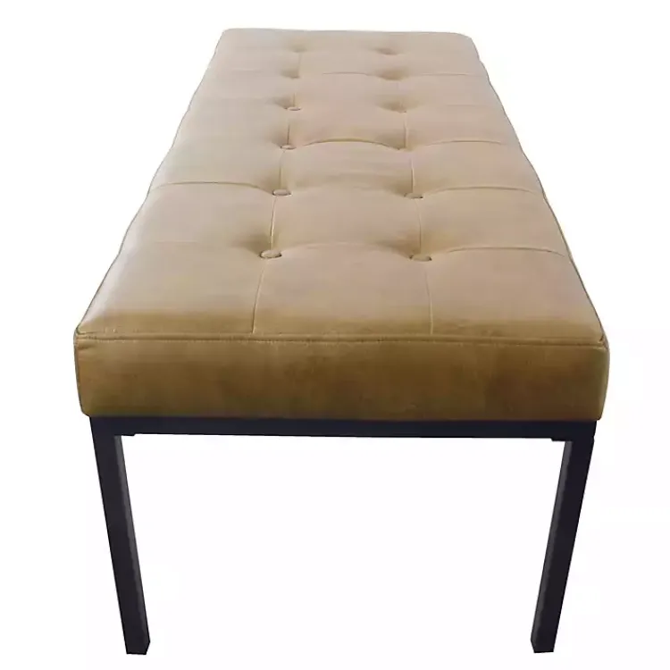 Kirklands Home Benches & Ottomans|Faux Leather Tufted Button Bench Brown
