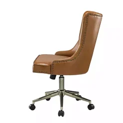 Kirklands Home Office Furniture|Faux Leather Tufted Back Office Chair Brown