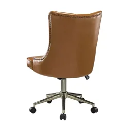 Kirklands Home Office Furniture|Faux Leather Tufted Back Office Chair Brown
