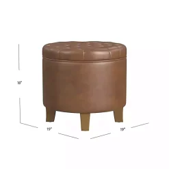 Kirklands Home Benches & Ottomans|Faux Leather Tufted Storage Ottoman Brown