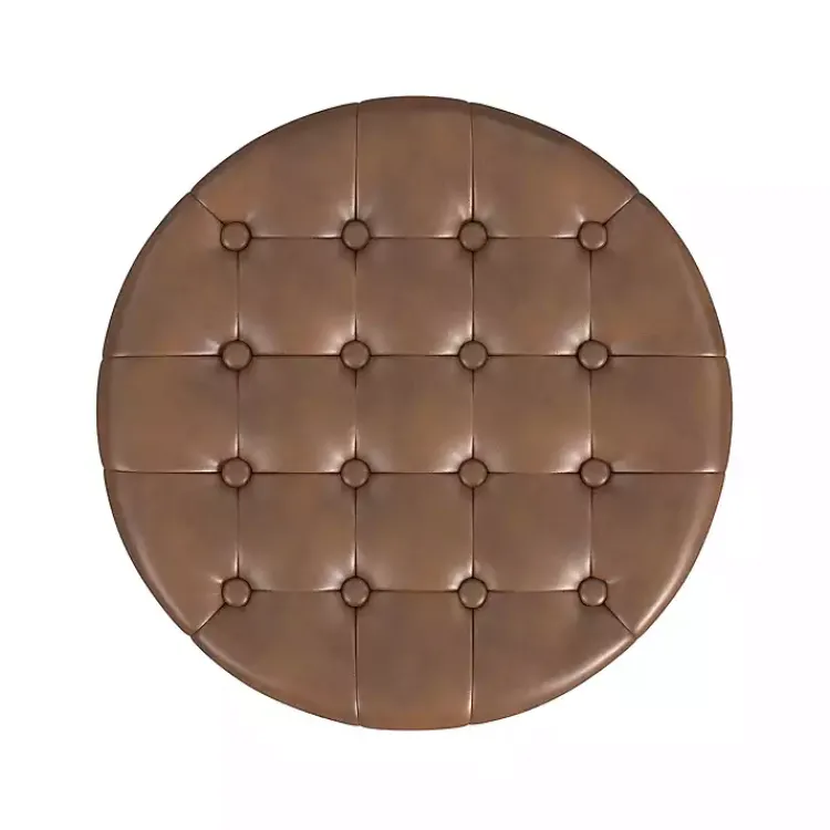 Kirklands Home Benches & Ottomans|Faux Leather Tufted Storage Ottoman Brown