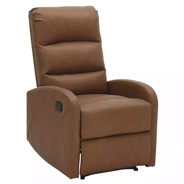 Kirklands Home Accent Chairs|Faux Leather Upholstered Slim Recliner Brown