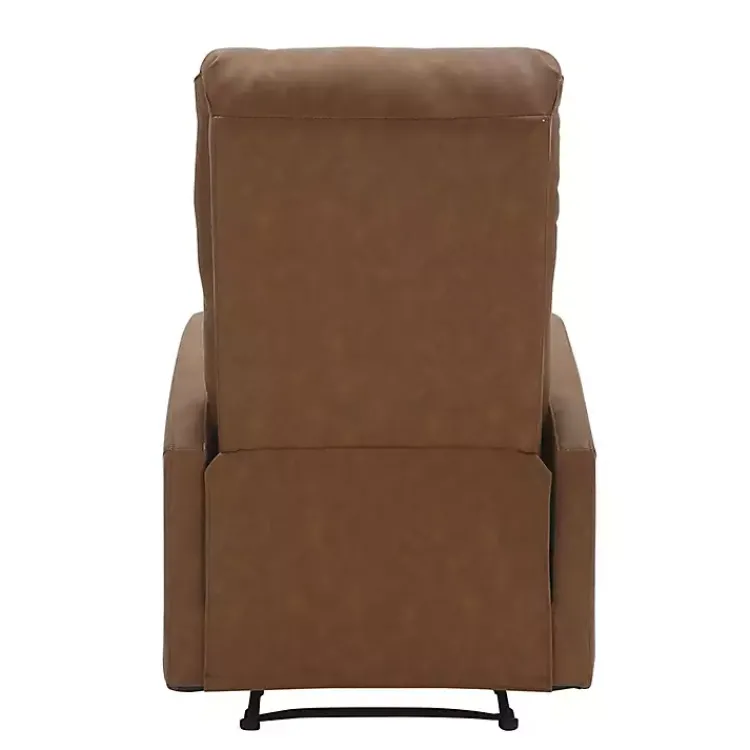 Kirklands Home Accent Chairs|Faux Leather Upholstered Slim Recliner Brown