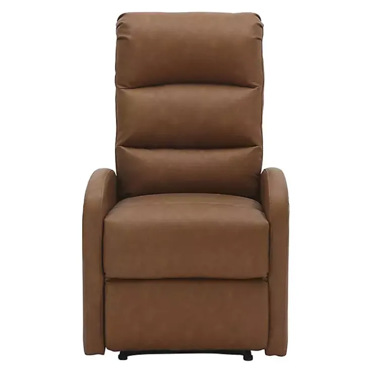 Kirklands Home Accent Chairs|Faux Leather Upholstered Slim Recliner Brown