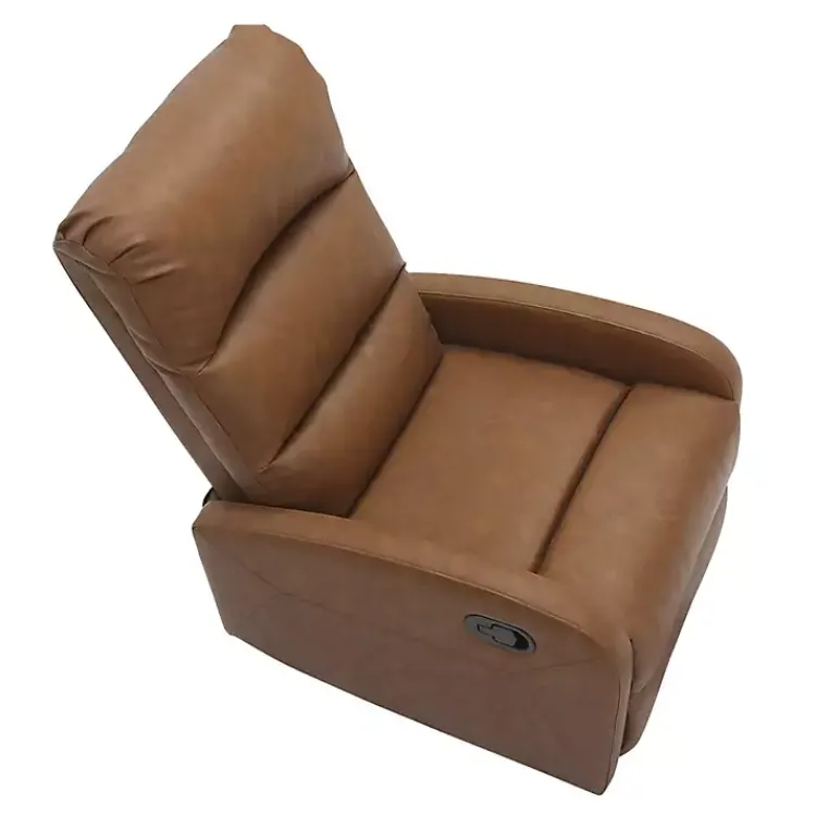 Kirklands Home Accent Chairs|Faux Leather Upholstered Slim Recliner Brown