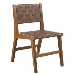 Kirklands Home Dining Chairs|Faux Leather Woven Dining Chairs, Set of 2 Brown