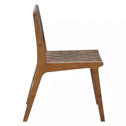 Kirklands Home Dining Chairs|Faux Leather Woven Dining Chairs, Set of 2 Brown