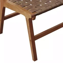 Kirklands Home Dining Chairs|Faux Leather Woven Dining Chairs, Set of 2 Brown