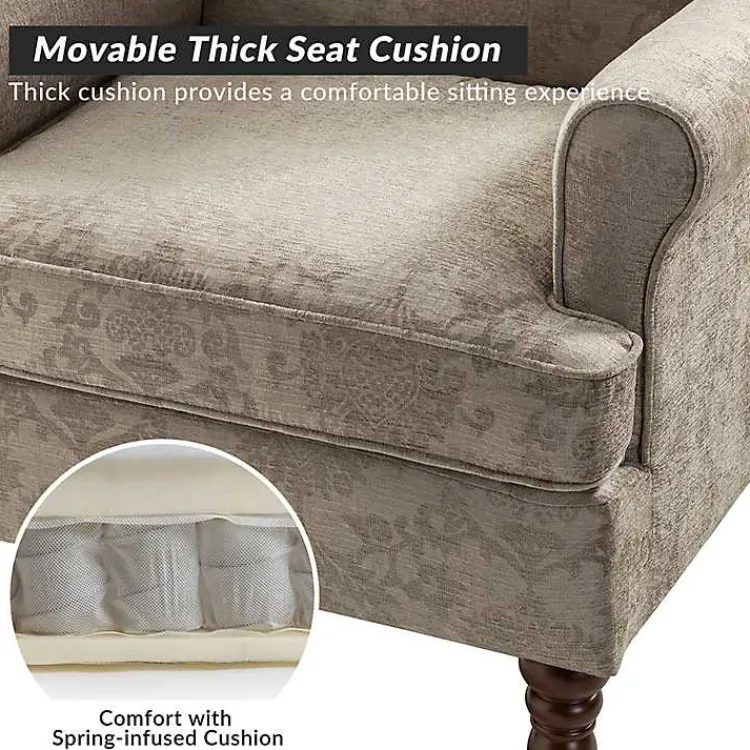 Kirklands Home Accent Chairs|Floral Brocade Wingback Ella Armchair Brown