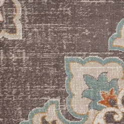 Kirklands Home Outdoor Rugs|Brown Floral Medallion Outdoor Area Rug, 5x7