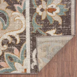 Kirklands Home Outdoor Rugs|Brown Floral Medallion Outdoor Area Rug, 5x7