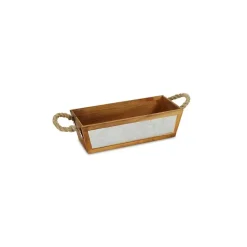 Sale Brown Galvanized Tapered Box with Rope Handles Baskets & Boxes