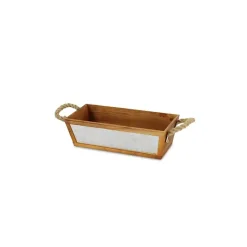 Sale Brown Galvanized Tapered Box with Rope Handles Baskets & Boxes