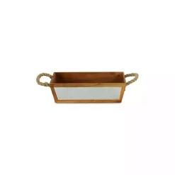 Sale Brown Galvanized Tapered Box with Rope Handles Baskets & Boxes