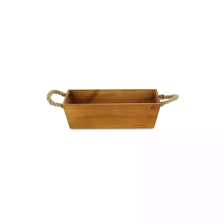 Sale Brown Galvanized Tapered Box with Rope Handles Baskets & Boxes