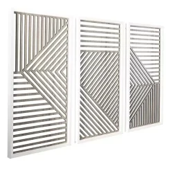 Kirklands Home Wall Plaques|Brown Geometric Wood Panel Wall Plaques, Set of 3