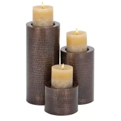 Outlet Hammered Metal Candle Holders, Set of 3 Candle Holders