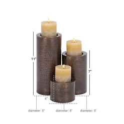Outlet Hammered Metal Candle Holders, Set of 3 Candle Holders