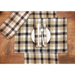 Brown Harvest Plaid Table Runner Fall