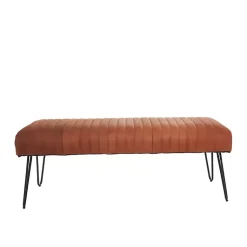 Kirklands Home Benches & Ottomans|Leather Tufted Panel Bench Brown