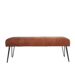 Kirklands Home Benches & Ottomans|Leather Tufted Panel Bench Brown
